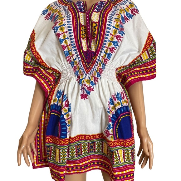 NF brand African Dashiki Kaftan like new 100% Cotton multi-colored elastic waist - Picture 1 of 10